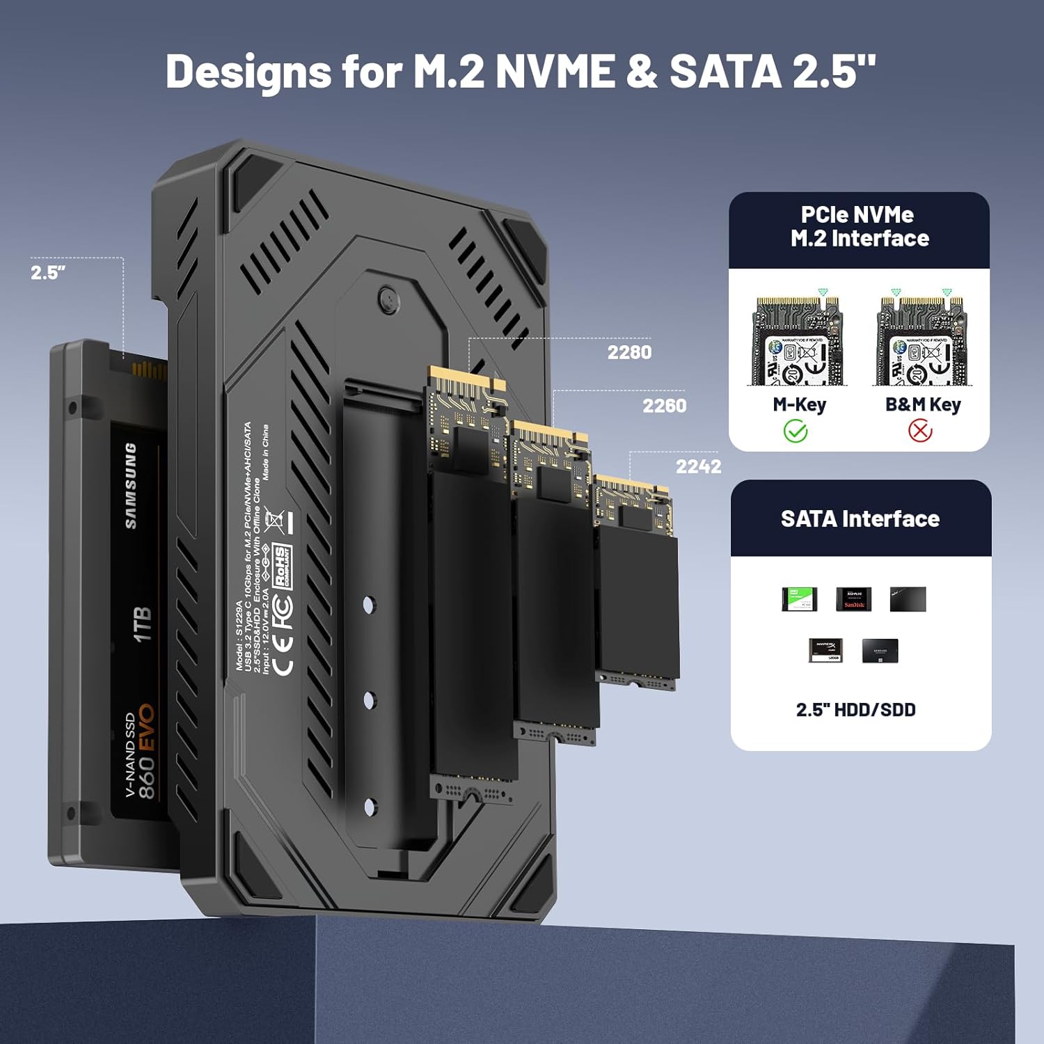 USB C 10Gbps M.2 SATA Dual Bay - Portable Ssd Enclosure avis et prix